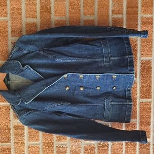 LRL Lauren Jeans Co. Ralph Lauren women's double breasted denim blazer s…